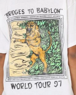 The Rolling Stones Bridges To Babylon '97 T-Shirt White -Mitchell & Ness Shop 08001040 YW100 womens 0050