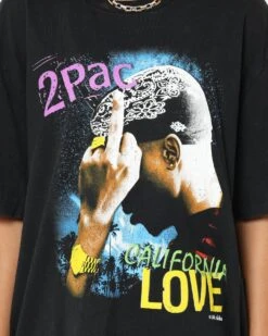 Tupac Cali Love T-Shirt Washed Black -Mitchell & Ness Shop 08001041 YW607 womens 0030
