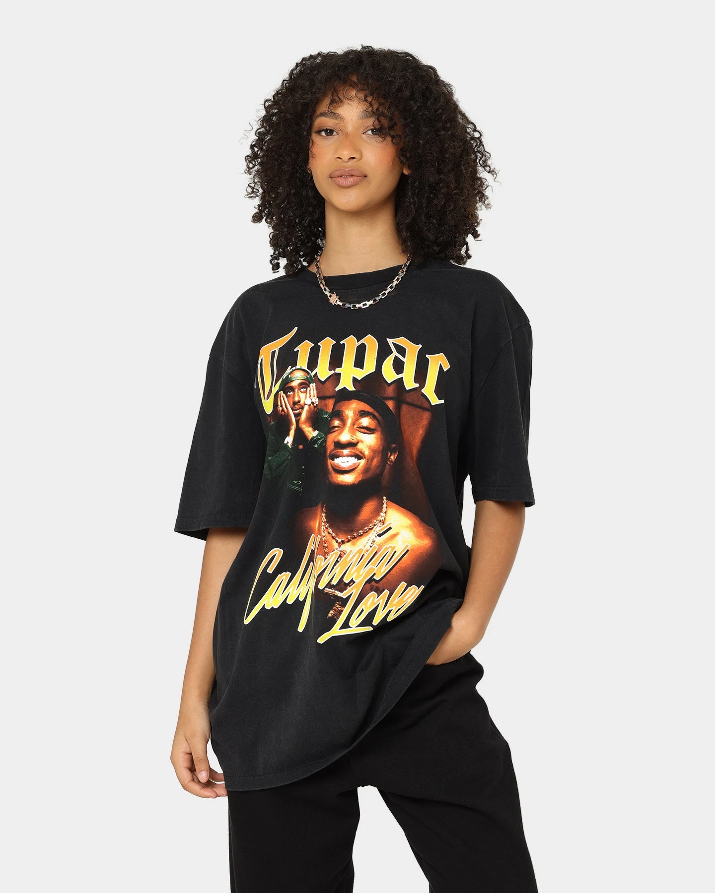 Tupac California Love Spray T-Shirt Washed Black Tupac California Love Spray T-Shirt Washed Black -Mitchell & Ness Shop 08001042 YW607 womens 0010