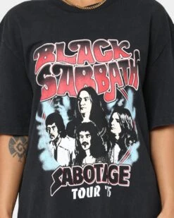 Black Sabbath Sabotage Tour '75 T-Shirt Washed Black -Mitchell & Ness Shop 08001048 YW607 womens 0030