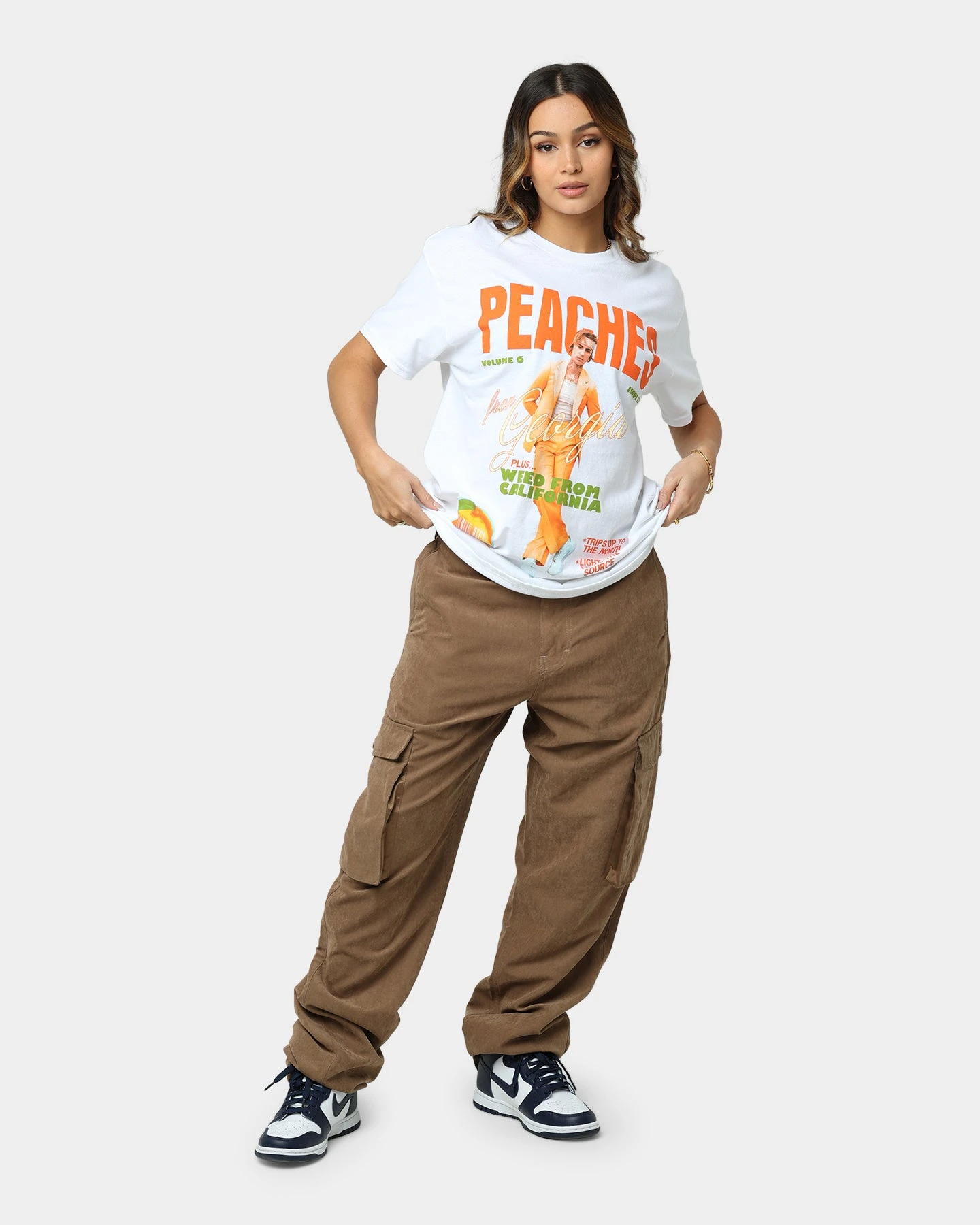 Justin Bieber Peaches T-Shirt White Justin Bieber Peaches T-Shirt White -Mitchell & Ness Shop 08001067 YW100 womens 0020