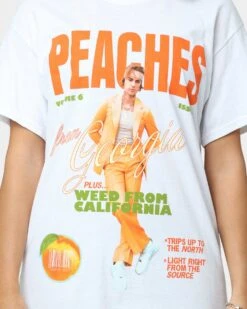 Justin Bieber Peaches T-Shirt White 4 Justin Bieber Peaches T-Shirt White -Mitchell & Ness Shop 08001067 YW100 womens 0030