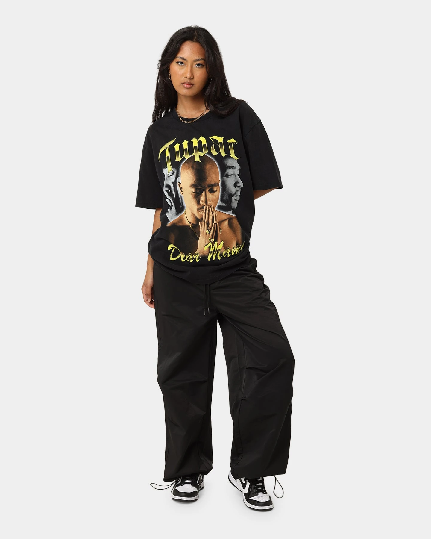 Tupac Dear Mama Gold Collage Vintage T-Shirt Washed Black Tupac Dear Mama Gold Collage Vintage T-Shirt Washed Black -Mitchell & Ness Shop 08001118 YW607 womens 0020