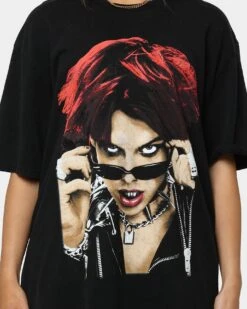 YUNGBLUD Life On Mars Tour Vintage T-Shirt Washed Black -Mitchell & Ness Shop 08001124 YW607 womens 0040