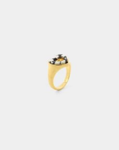 Raising Hell Checkered Heart Ring Gold/Black -Mitchell & Ness Shop 09000310 YG201 default 0030