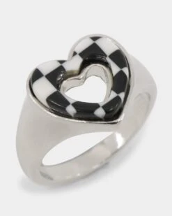Raising Hell Women's Checkered Heart Ring White/Gold/Black -Mitchell & Ness Shop 09000310 YW806 default 0050