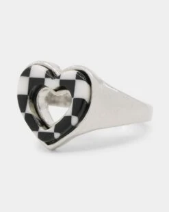 Raising Hell Women's Checkered Heart Ring White/Gold/Black -Mitchell & Ness Shop 09000310 YW806 default 0060