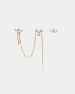 Raising Hell Women's Adina Heart Earrings Chain Iced Gold -Mitchell & Ness Shop 09000607 YI026 default 0020