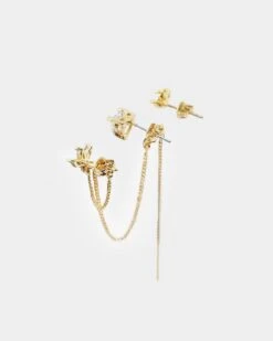 Raising Hell Women's Adina Heart Earrings Chain Iced Gold -Mitchell & Ness Shop 09000607 YI026 default 0040
