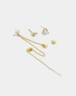 Raising Hell Women's Adina Heart Earrings Chain Iced Gold -Mitchell & Ness Shop 09000607 YI026 default 0050