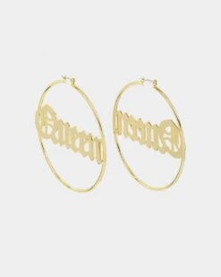Raising Hell Women's Queen Hoop Earrings Gold -Mitchell & Ness Shop 09000682 YG200 default 0020