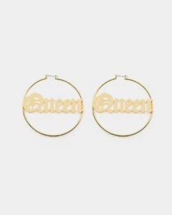 Raising Hell Women's Queen Hoop Earrings Gold -Mitchell & Ness Shop 09000682 YG200 default 0030