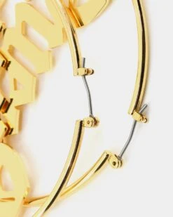 Raising Hell Women's Queen Hoop Earrings Gold -Mitchell & Ness Shop 09000682 YG200 default 0050