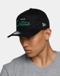 New Era Boston Celtics Coach Script Old Golfer Snapback Black -Mitchell & Ness Shop 195599180124 mens 0100