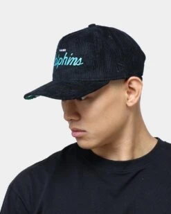 New Era Miami Dolphins "Black Cord" Old Golfer Snapback Black -Mitchell & Ness Shop 195599743459 mens 0100