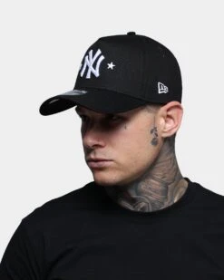 New Era New York Yankees Star Logo 9FORTY A-Frame Snapback Black -Mitchell & Ness Shop 195852011233 mens 0100
