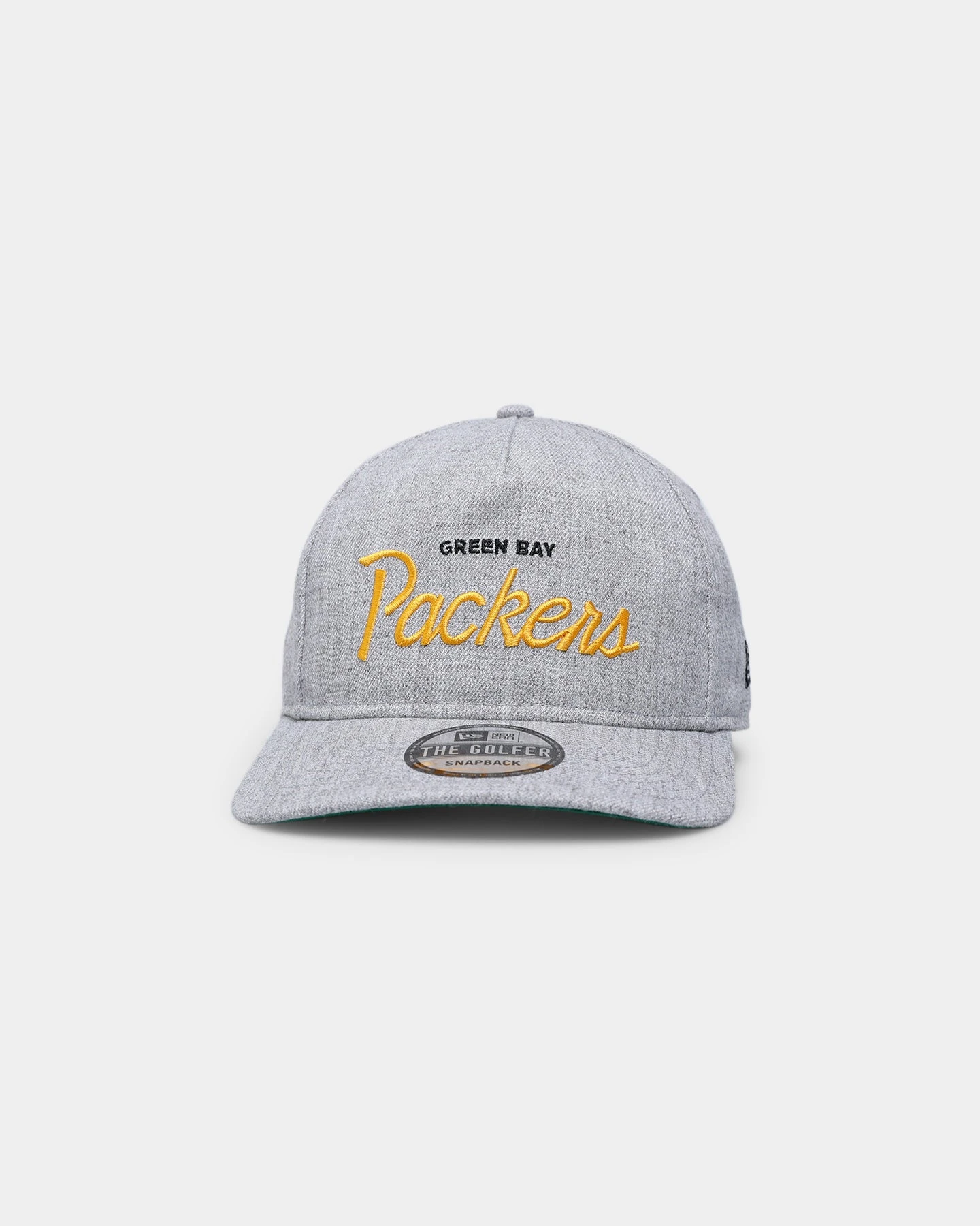 New Era Green Bay Packers Script Old Golfer Snapback Heather Grey New Era Green Bay Packers Script Old Golfer Snapback Heather Grey -Mitchell & Ness Shop 195853066409 default 0020