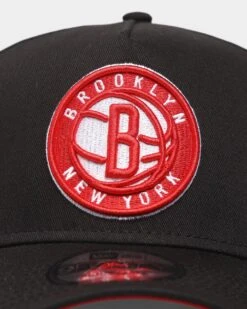 New Era Brooklyn Nets 'Black/Scarlet' 9FORTY A-Frame Snapback Black -Mitchell & Ness Shop 196080456124 default 0050
