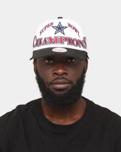 Mitchell & Ness Dallas Cowboys Super Bowl XXVII 'Dallas Cowboys Champs' Deadstock Snapback Vintage White -Mitchell & Ness Shop 196294365670 mens 0100