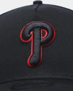 New Era Philadelphia Phillies "Scarlet Bottom" 9FORTY A-Frame Snapback Black/Scarlet -Mitchell & Ness Shop 196313702240 default 050