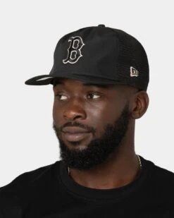 New Era Boston Red Sox 'Black Stone' Prolight Old Golfer Trucker Snapback Black/Stone -Mitchell & Ness Shop 196313985490 mens 0100
