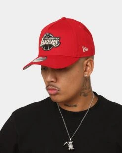 New Era Los Angeles Lakers 'Scarlet Stone' 9FORTY A-Frame Snapback Scarlet/Stone -Mitchell & Ness Shop 196499496674 mens 0100