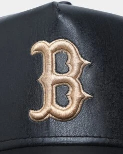 New Era Boston Red Sox "Black Tan PU Leather" 9FORTY K-Frame Snapback Black/Tan -Mitchell & Ness Shop 196499882361 default 0050