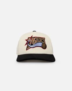 Mitchell & Ness Philadelphia 76ers Go Team Go OG Corduroy Snapback Light Cream/Black