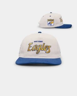 New Era West Coast Eagles "AFL Cord Script" Golfer Snapback Chrome/OTC