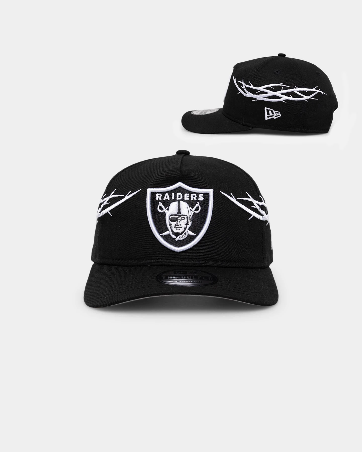 New Era Las Vegas Raiders 'Twisted Thorns' Golfer Pre-Curved Snapback Black New Era Las Vegas Raiders 'Twisted Thorns' Golfer Pre-Curved Snapback Black -Mitchell & Ness Shop 197882780776 default 0005