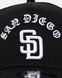 New Era San Diego Padres 'Gothic Arch' 9FORTY A-Frame Snapback Black/White -Mitchell & Ness Shop 197882781155 default 0050