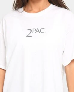 Tupac Social Message Short Sleeve T-Shirt White -Mitchell & Ness Shop 4454569421992 womens 0050
