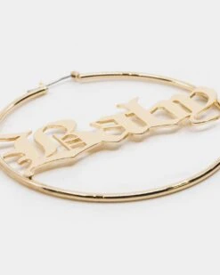 Raising Hell Women's 'Baby' Hoop Earrings Gold -Mitchell & Ness Shop 4454569467617 default 00060