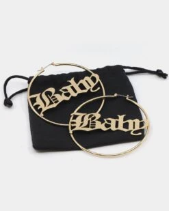 Raising Hell Women's 'Baby' Hoop Earrings Gold -Mitchell & Ness Shop 4454569467617 default 00080