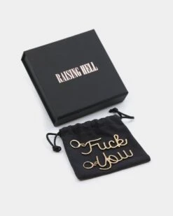 Raising Hell Women's FK Earrings Gold -Mitchell & Ness Shop 4454569467631 default 00030