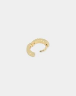 Raising Hell Women's 2mm Iced Huggie Earring Iced Gold -Mitchell & Ness Shop 4454569768349 default 00080