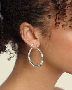 Raising Hell Women's 2mm Iced Huggie Earring Iced White Gold