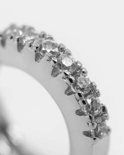 Raising Hell Women's 2mm Iced Huggie Earring Iced White Gold -Mitchell & Ness Shop 4454569768356 default 00040